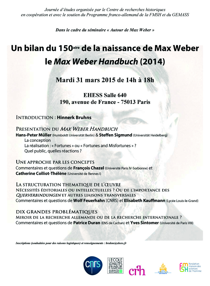 Un bilan du cent cinquantenaire de la naissance de Max Weber  Le Max Weber Handbuch (2014)